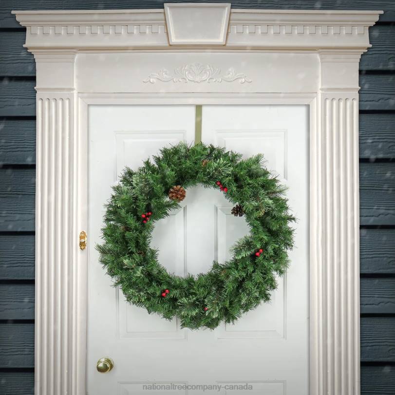 H4X0279National Tree Company 30in Cashmere Wreath with Pinecones and Red Berries