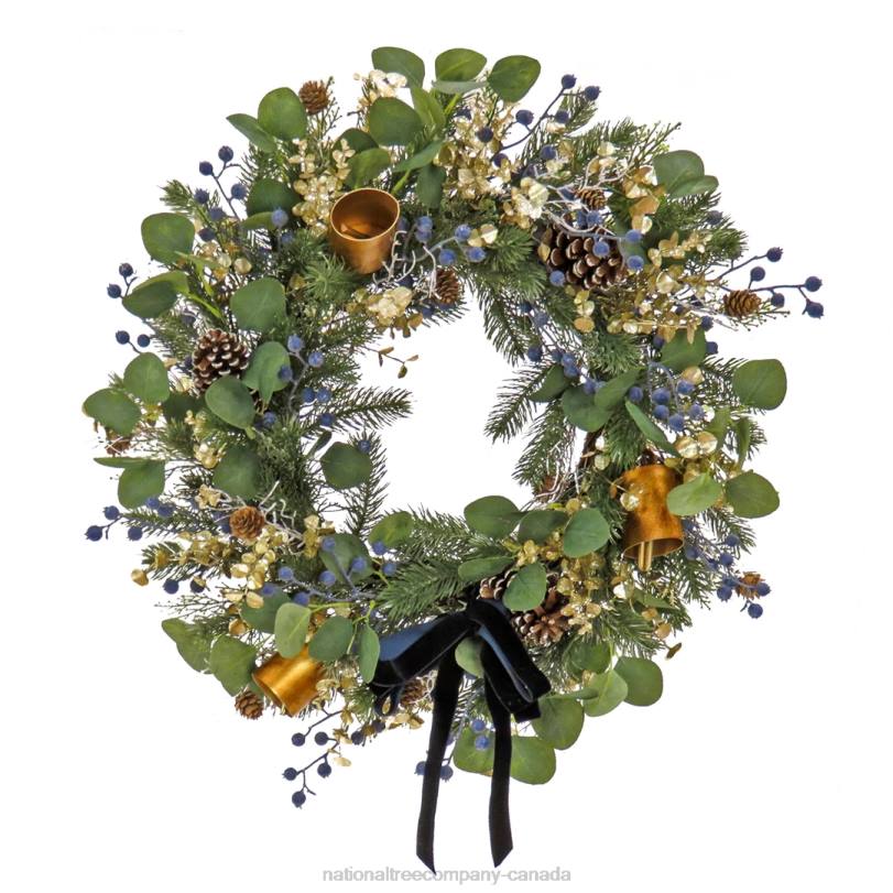 H4X0314National Tree Company 28in HGTV Home Collection Swiss Chic Wreath