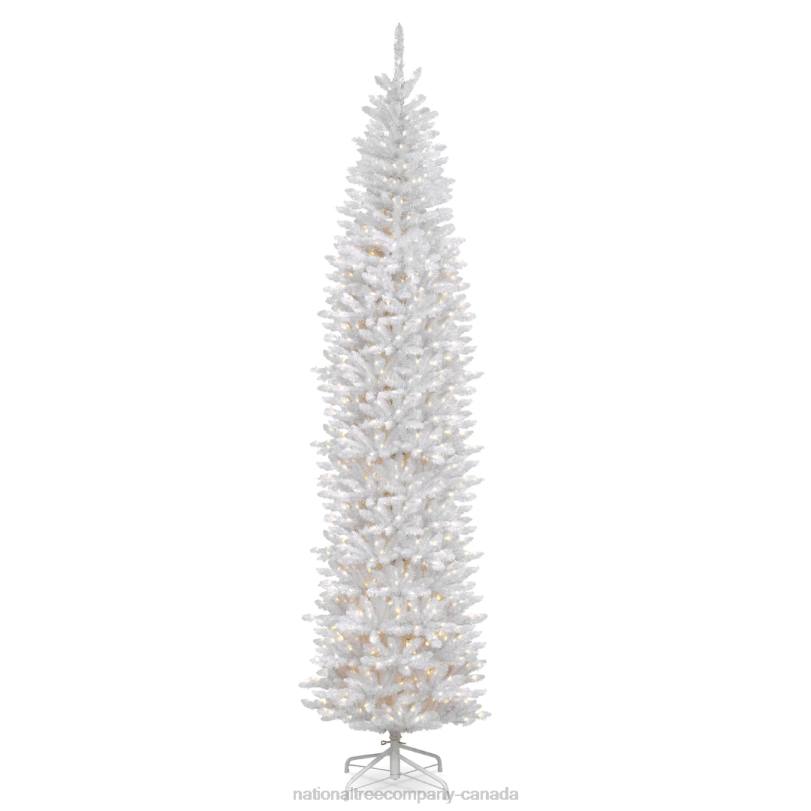 H4X0192National Tree Company Artificial Pre-Lit Slim Christmas Tree, White, Kingswood Fir, White Lights, Includes Stand, 12 Feet