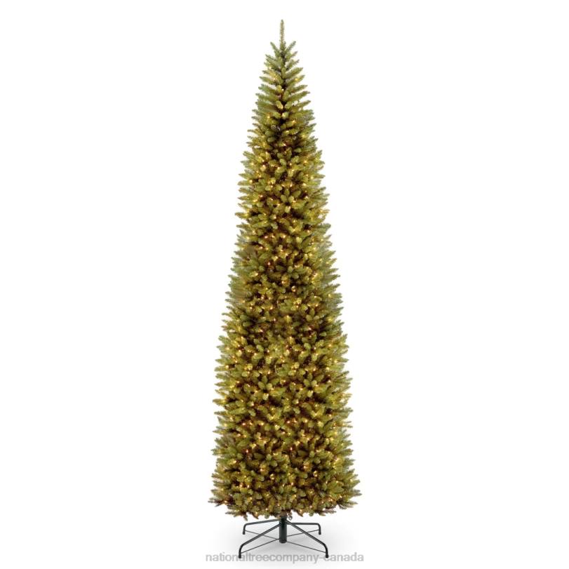 H4X034National Tree Company Artificial Pre-Lit Slim Christmas Tree, Green, Kingswood Fir, White Lights, Includes Stand, 10 Feet