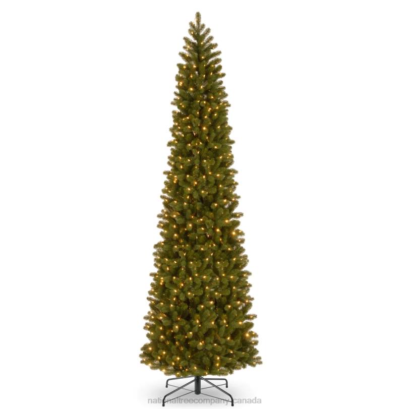 H4X07National Tree Company Pre-lit 'Feel Real' Artificial Giant Slim Downswept Christmas Tree, Green, Douglas Fir, Dual Color LED Lights, Includes PowerConnect and Stand, 12 feet