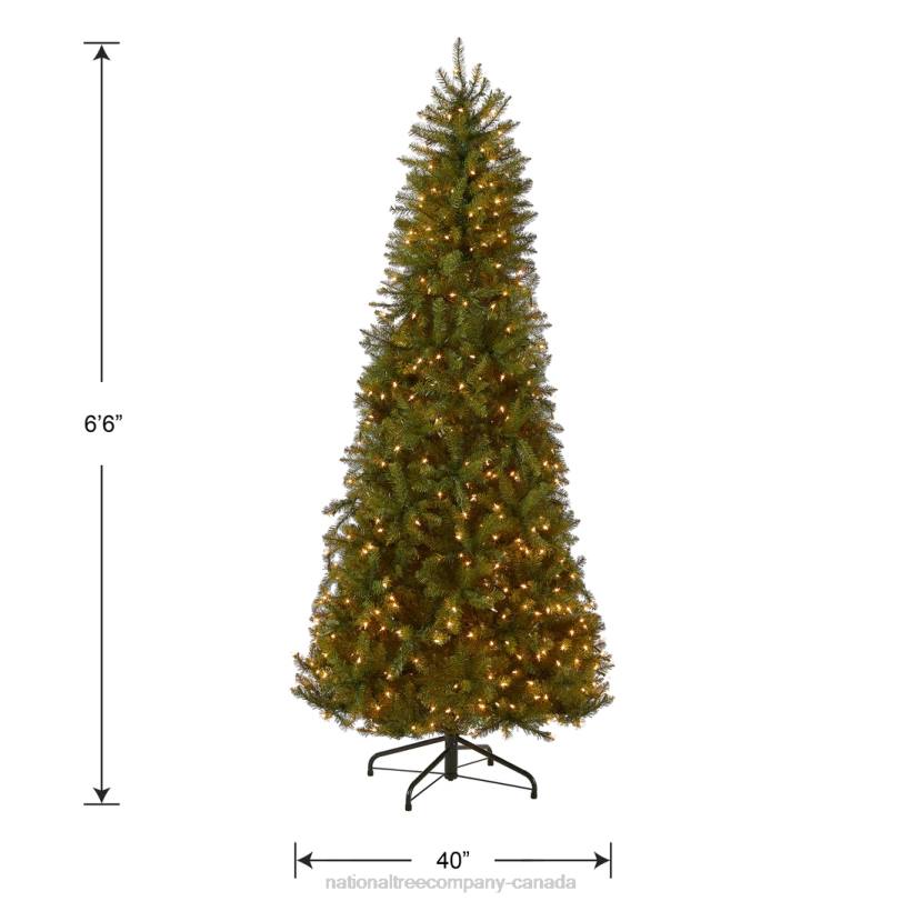 H4X0132National Tree Company Pre-Lit Artificial Slim Christmas Tree, Green, White Lights, Includes Stand, 6.5 Feet