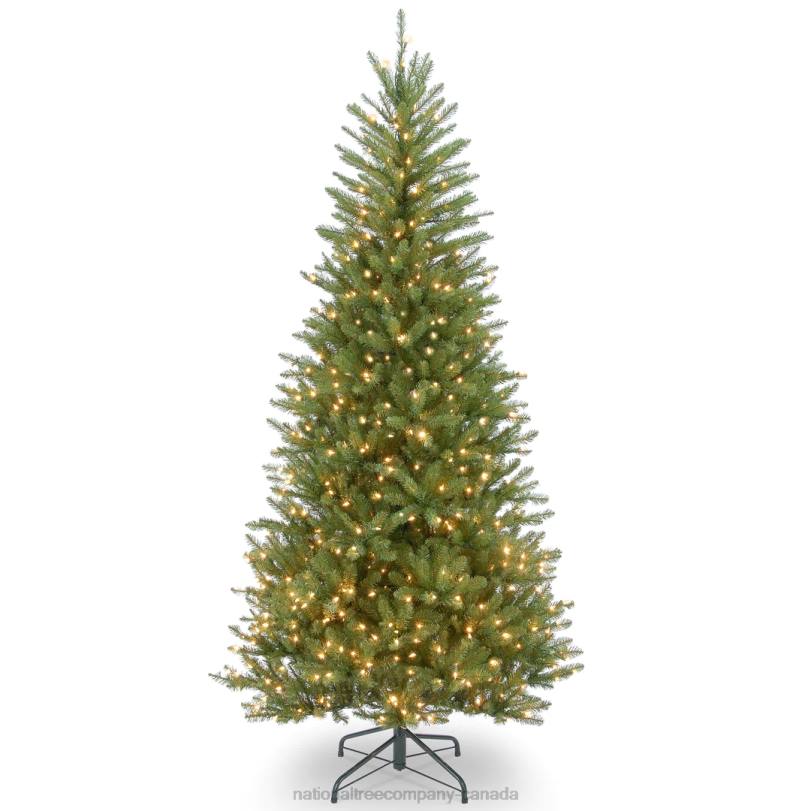 H4X0132National Tree Company Pre-Lit Artificial Slim Christmas Tree, Green, White Lights, Includes Stand, 6.5 Feet