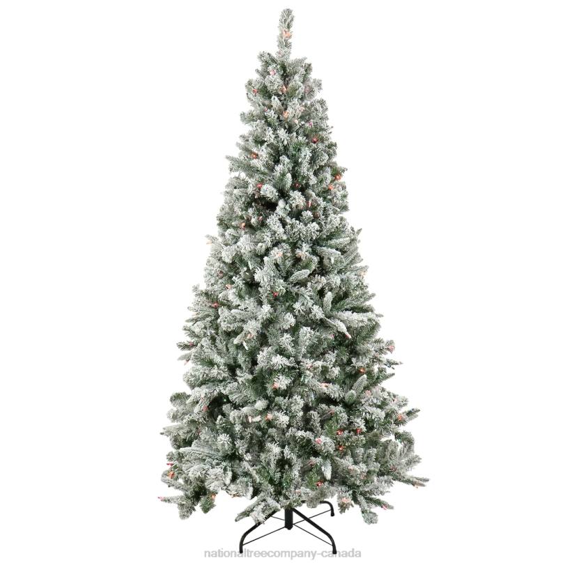 H4X0144National Tree Company Artificial Snowy Mixed Pine Christmas Tree, Pre-Lit with Multi Incandescent Lights, Plug In, 6.5 ft