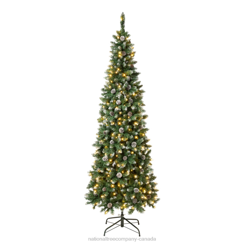 H4X0183National Tree Company First Traditions Oakley Hills Snowy Christmas Tree with Hinged Branches, 6 ft