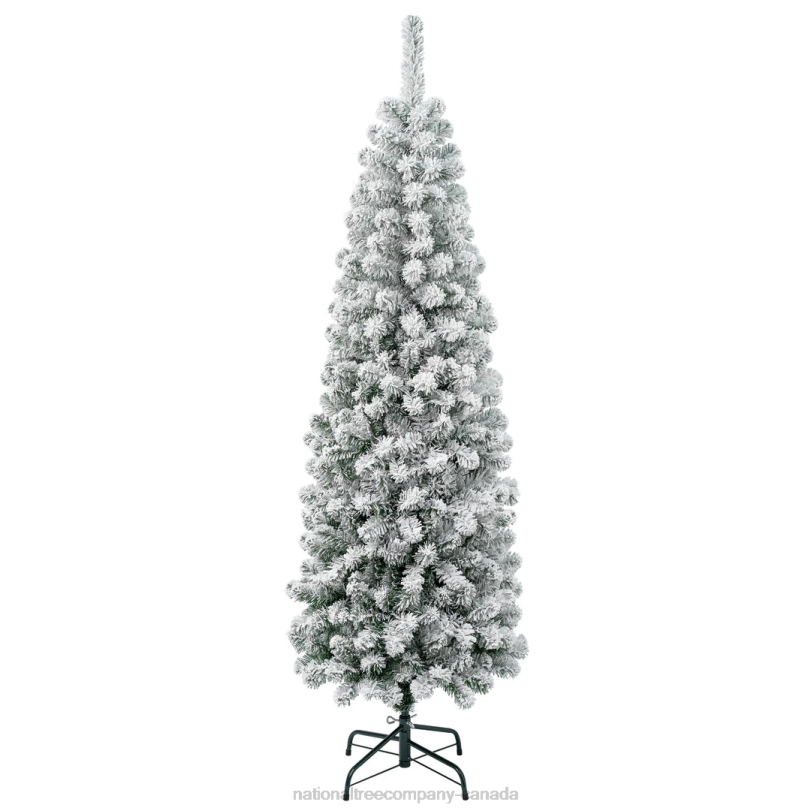 H4X0189National Tree Company First Traditions Collection Artificial Christmas Tree, Acacia, Pencil Slim, Flocked, Includes Stand, 6 Feet