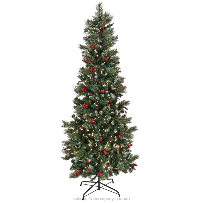 H4X0200National Tree Company Artificial Meadowlark Pencil Hinged Christmas Tree, Pre-Lit with Clear Incandescent Lights, Plug In, 6.5 ft