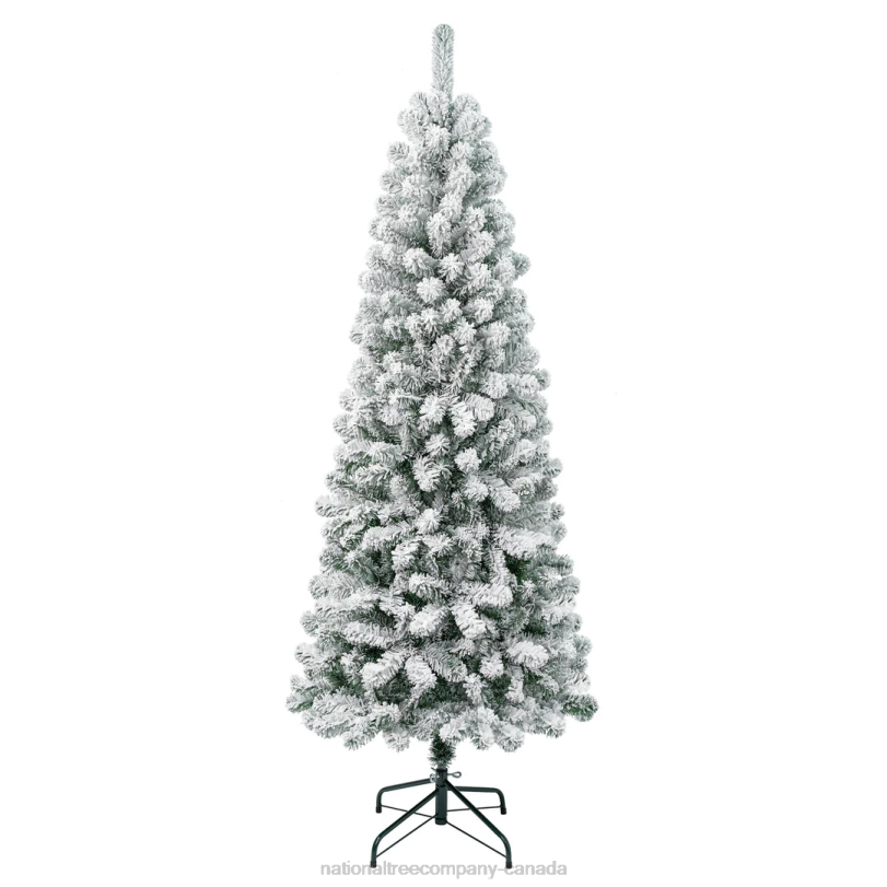 H4X0218National Tree Company First Traditions Acacia Flocked Tree Medium Christmas Tree, 6 ft