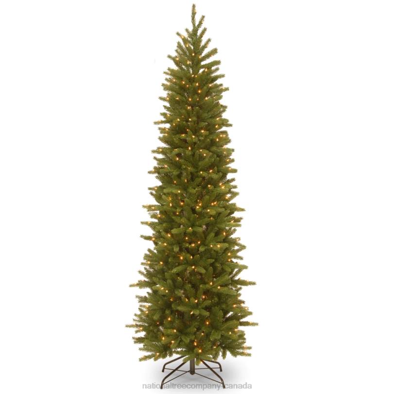 H4X022National Tree Company Pre-Lit 'Feel Real' Artificial Slim Christmas Tree, Grande Fir, Green, White Lights, Includes Stand, 6.5 Feet
