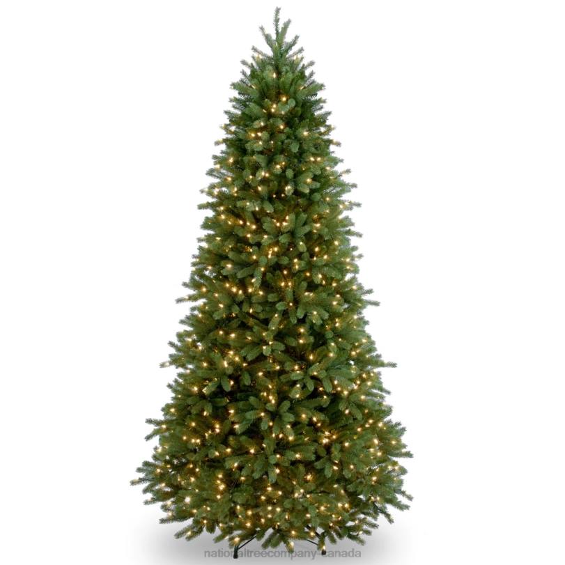 H4X030National Tree Company Pre-Lit Slim Artificial Christmas Tree, Green, Jersey Fraser Fir, 'Feel Real', White Lights, Includes Stand, 6.5 Feet