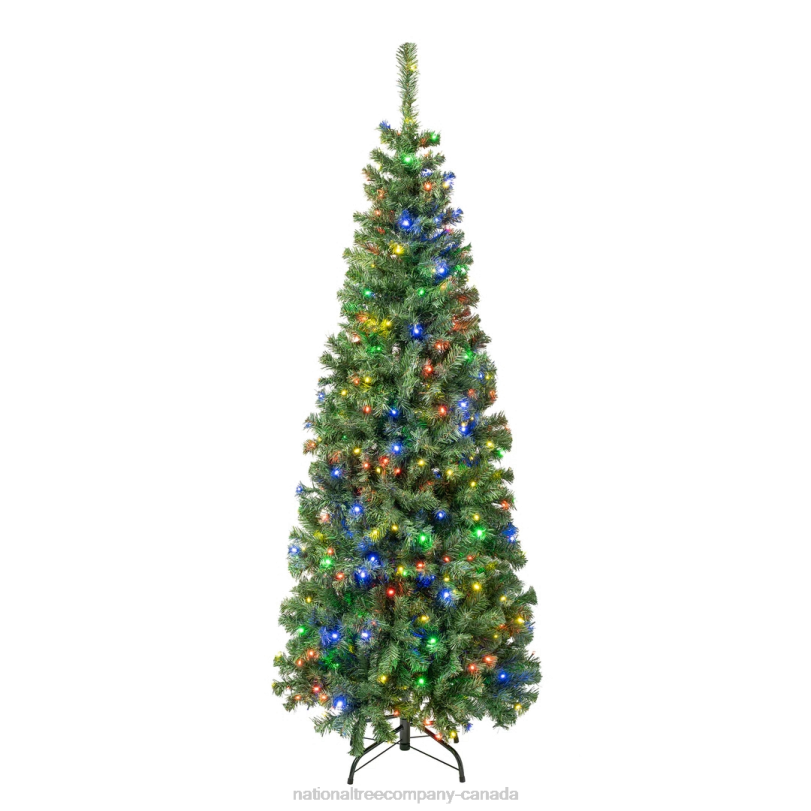 H4X032National Tree Company First Traditions Pre-Lit Artificial Linden Spruce Christmas Tree, Multicolor LED Lights, Plug In, 6 ft