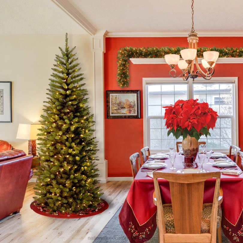 H4X040National Tree Company Artificial Pre-Lit Slim Christmas Tree, Green, Kingswood Fir, White Lights, Includes Stand, 6 Feet