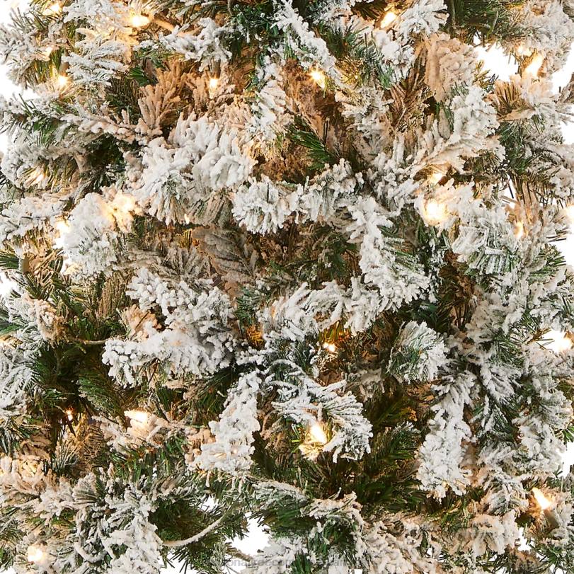 H4X041National Tree Company First Traditions Pre-Lit Acacia Flocked Tree Medium Christmas Tree, Clear Incandescent Lights, Plug In, 6 ft