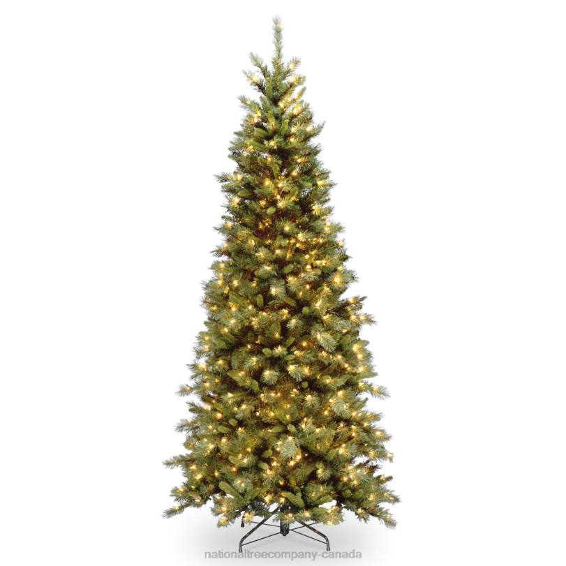 H4X060National Tree Company Pre-Lit Artificial Slim Christmas Tree, Green, Tiffany Fir, White Lights, Includes Stand, 6.5 Feet