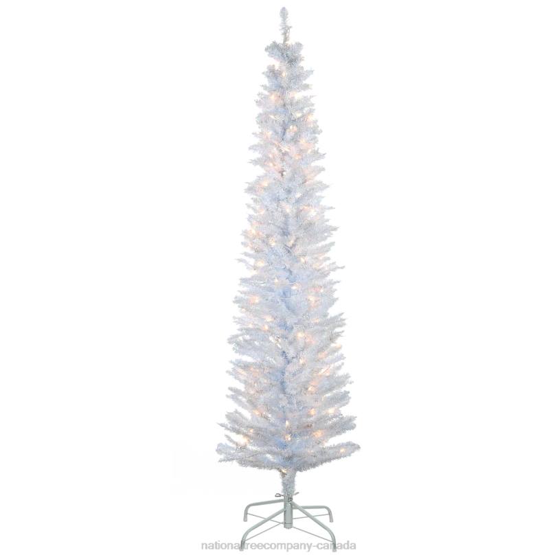 H4X067National Tree Company Pre-Lit Artificial Christmas Tree, White Tinsel, White Lights, Includes Stand, 6 feet