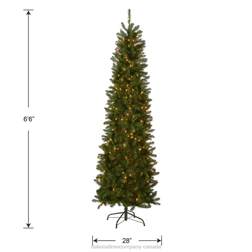 H4X069National Tree Company Artificial Pre-Lit Slim Christmas Tree, Green, Kingswood Fir, Clear Lights, Includes Stand, 6.5 Feet