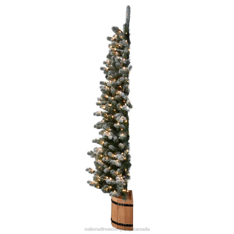 H4X086National Tree Company 6 ft. Snowy Sheffield Spruce Slim Half Tree with Clear Lights
