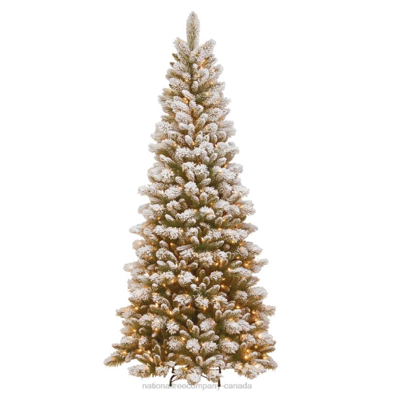H4X0103National Tree Company 7.5 ft. Snowy Westwood Slim Pine Tree with Clear Lights