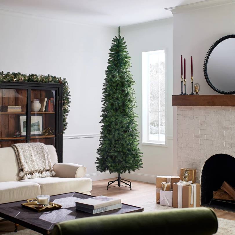 H4X0118National Tree Company Artificial Slim Christmas Tree, Green, Kingswood Fir, Includes Stand, 9 Feet