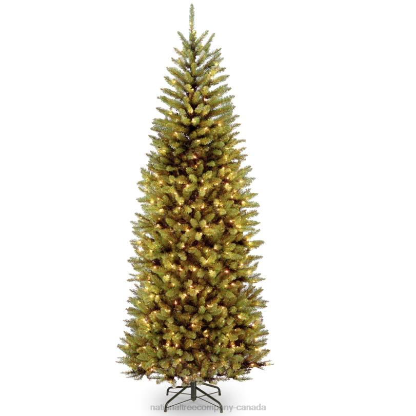 H4X0119National Tree Company Artificial Pre-Lit Slim Christmas Tree, Green, Kingswood Fir, Dual Color LED Lights, Includes Stand, 7.5 Feet