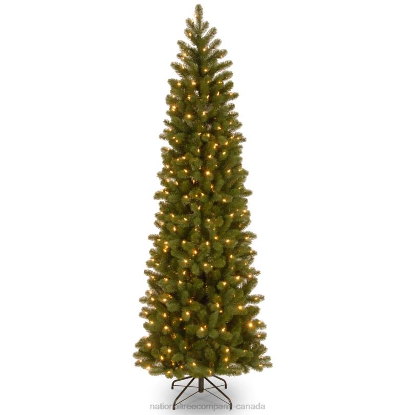 H4X011National Tree Company Pre-Lit 'Feel Real' Artificial Slim Downswept Christmas Tree, Green, Douglas Fir, White Lights, Includes Stand, 7.5 feet