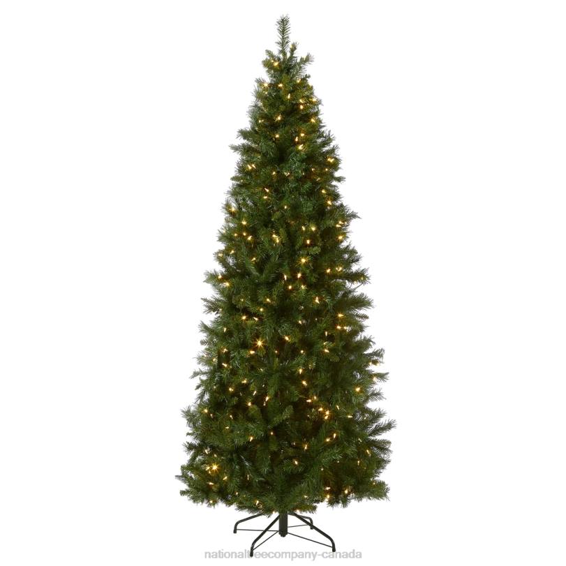 H4X0121National Tree Company Pre-Lit Artificial Slim Christmas Tree, Lehigh Valley Pine, Green, White Lights, Includes Stand, 7.5 Feet