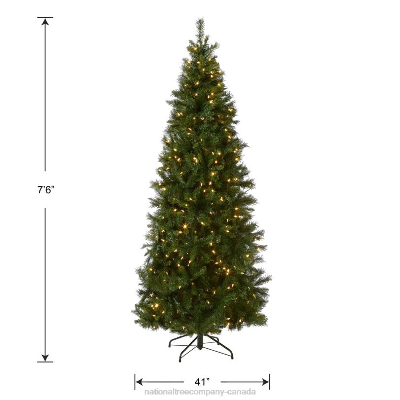 H4X0121National Tree Company Pre-Lit Artificial Slim Christmas Tree, Lehigh Valley Pine, Green, White Lights, Includes Stand, 7.5 Feet