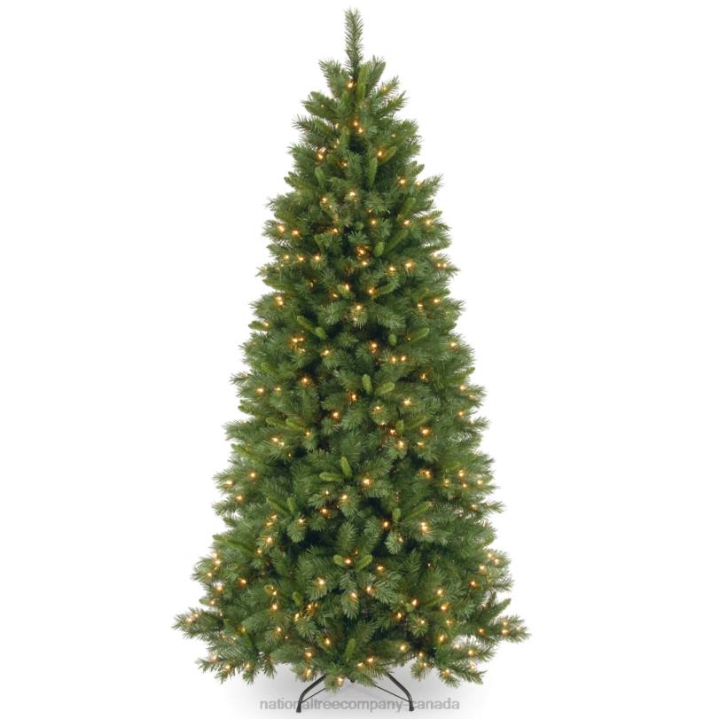 H4X0121National Tree Company Pre-Lit Artificial Slim Christmas Tree, Lehigh Valley Pine, Green, White Lights, Includes Stand, 7.5 Feet