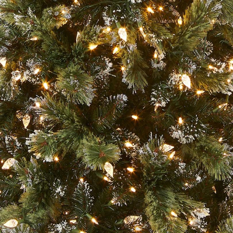 H4X0127National Tree Company Pre-Lit Artificial Slim Christmas Tree, Green, Glittery Bristle Pine, White Lights, Includes Stand, 7.5 Feet