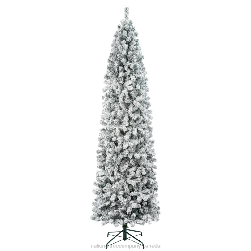 H4X0129National Tree Company First Traditions Acacia Flocked Tree Slim Christmas Tree, 9 ft