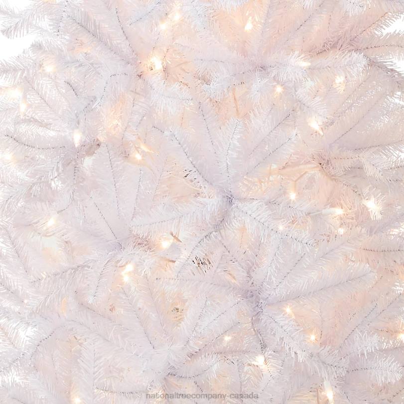 H4X0134National Tree Company Artificial Pre-Lit Slim Christmas Tree, White, Kingswood Fir, White Lights, Includes Stand, 7 Feet