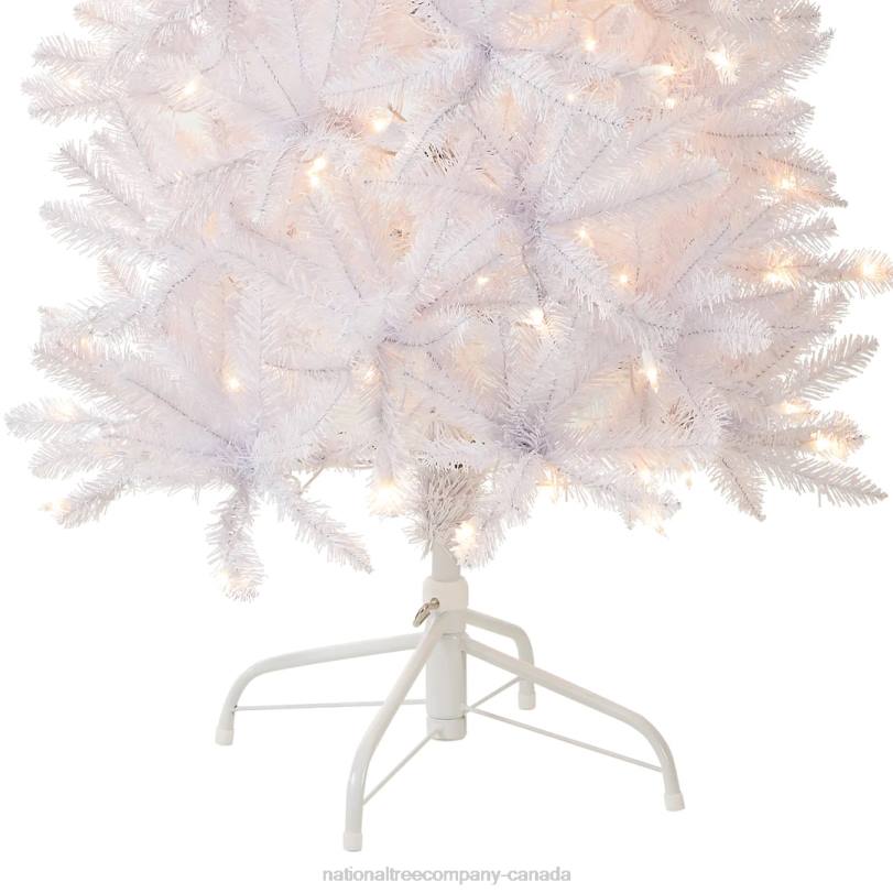 H4X0134National Tree Company Artificial Pre-Lit Slim Christmas Tree, White, Kingswood Fir, White Lights, Includes Stand, 7 Feet