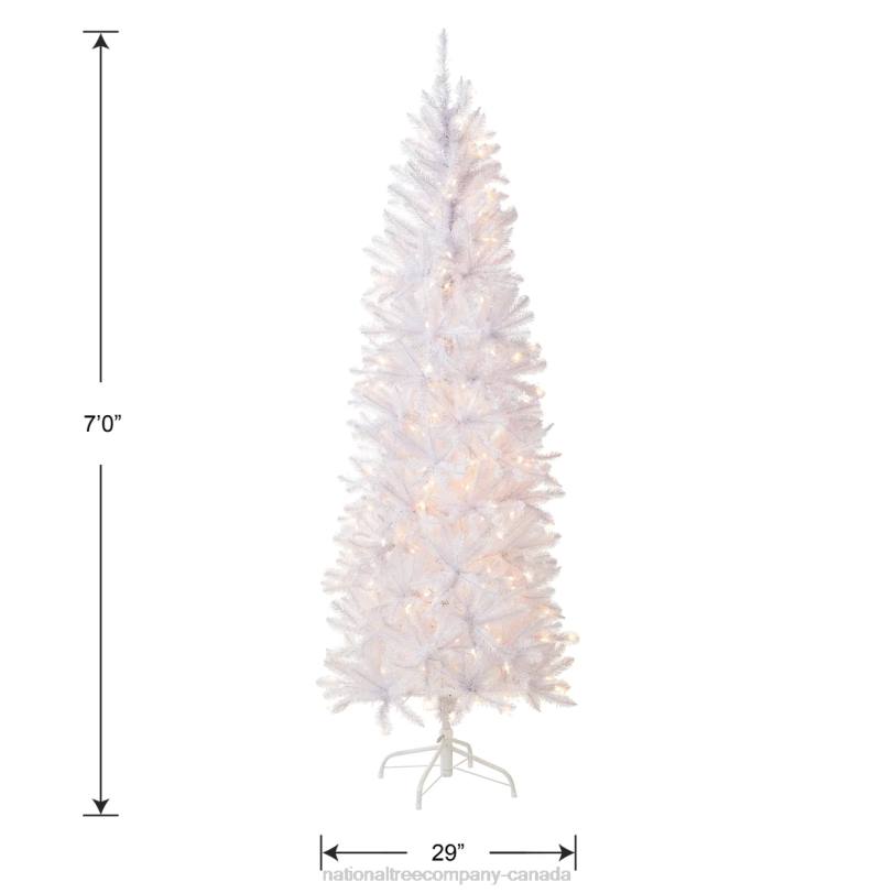 H4X0134National Tree Company Artificial Pre-Lit Slim Christmas Tree, White, Kingswood Fir, White Lights, Includes Stand, 7 Feet