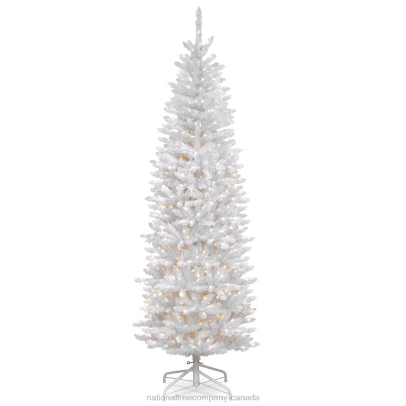 H4X0134National Tree Company Artificial Pre-Lit Slim Christmas Tree, White, Kingswood Fir, White Lights, Includes Stand, 7 Feet