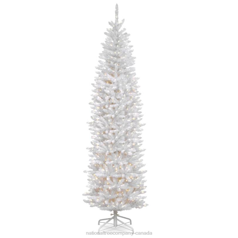 H4X0135National Tree Company Artificial Pre-Lit Slim Christmas Tree, White, Kingswood Fir, White Lights, Includes Stand, 7.5 Feet