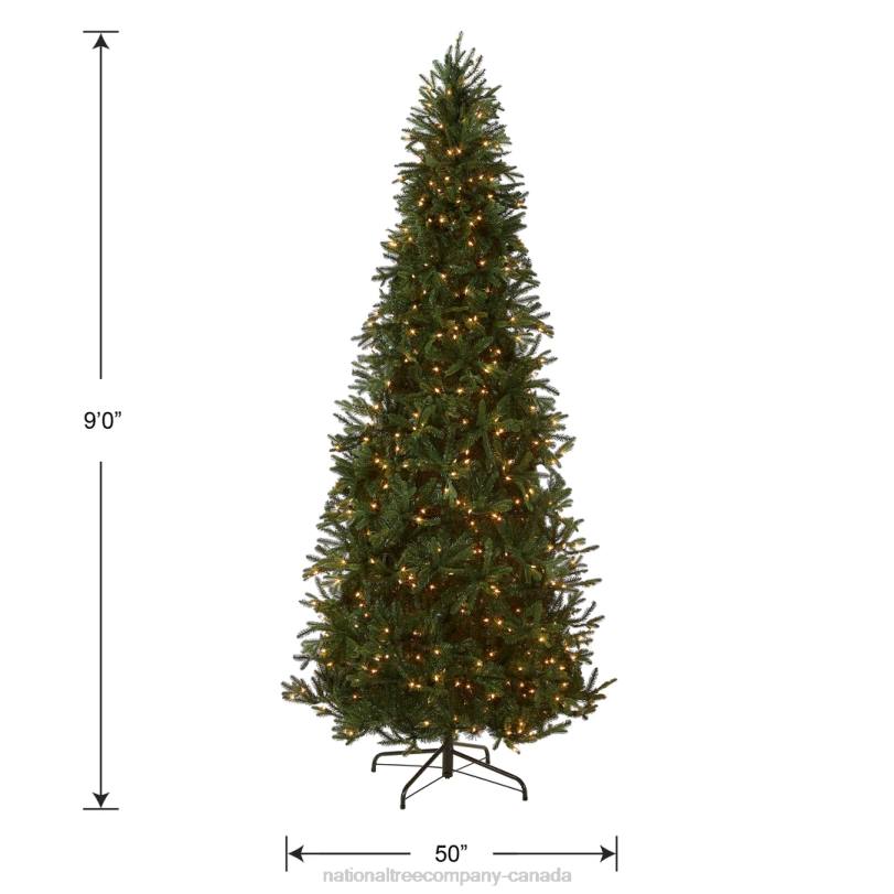 H4X0139National Tree Company Pre-Lit 'Feel Real' Artificial Slim Christmas Tree, Green, Tiffany Fir, White Lights, Includes Stand, 9 Feet