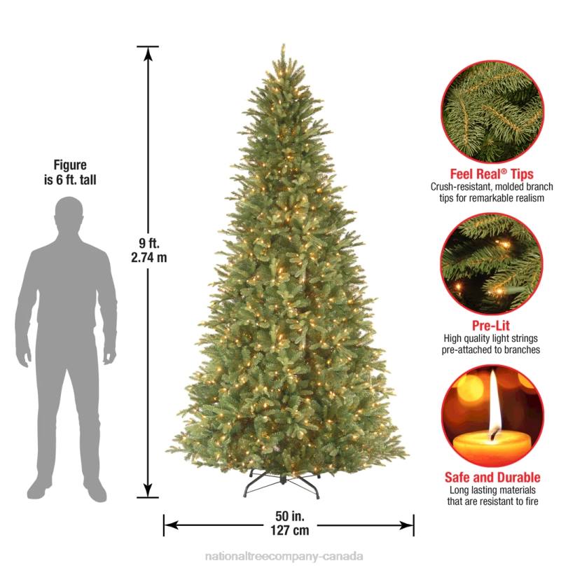 H4X0139National Tree Company Pre-Lit 'Feel Real' Artificial Slim Christmas Tree, Green, Tiffany Fir, White Lights, Includes Stand, 9 Feet
