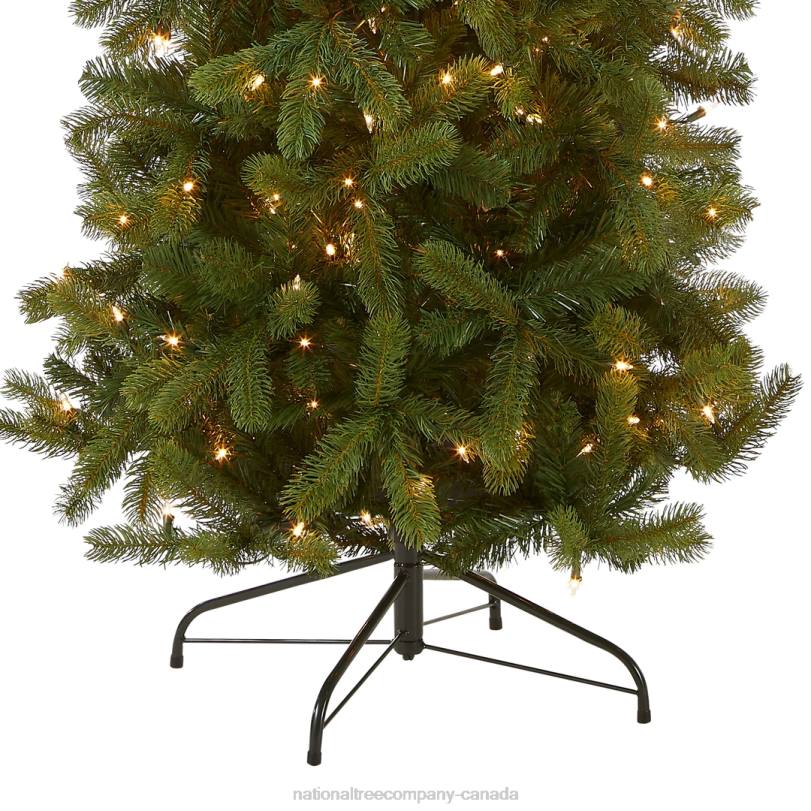 H4X014National Tree Company Pre-Lit 'Feel Real' Artificial Slim Downswept Christmas Tree, Green, Douglas Fir, White Lights, Includes Stand, 9 Feet