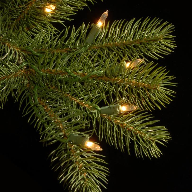 H4X014National Tree Company Pre-Lit 'Feel Real' Artificial Slim Downswept Christmas Tree, Green, Douglas Fir, White Lights, Includes Stand, 9 Feet