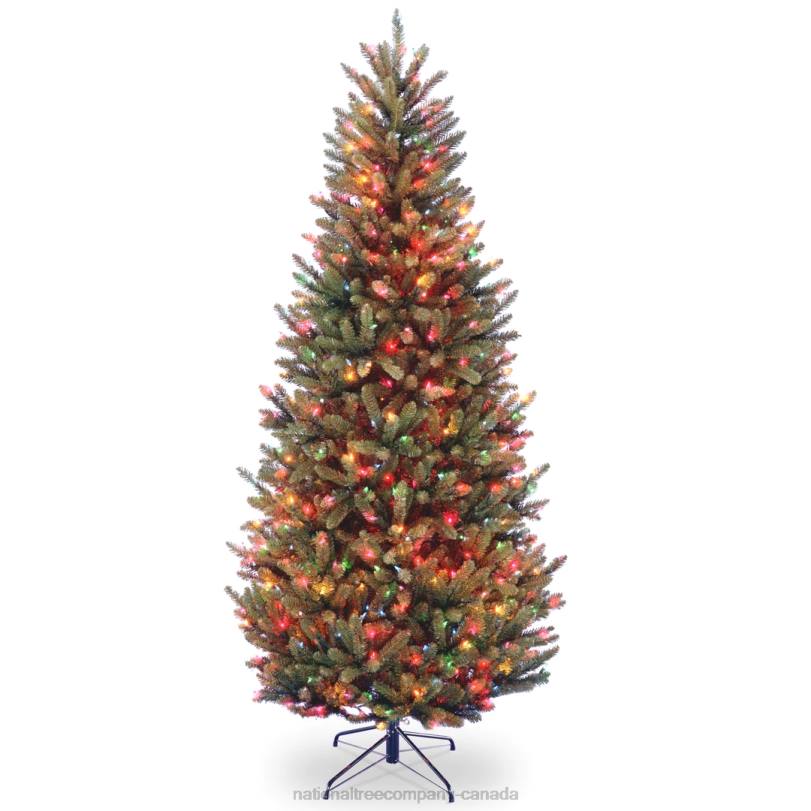 H4X0171National Tree Company Pre-Lit Artificial Slim Christmas Tree, Green, Natural Fraser Fir, Includes Stand, 7 Feet
