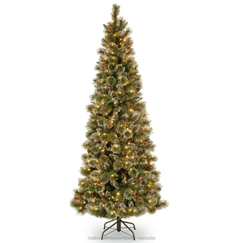H4X0172National Tree Company Pre-Lit Artificial Slim Christmas Tree, Green, Glittery Bristle Pine, White Lights, Includes Stand, 7.5 Feet