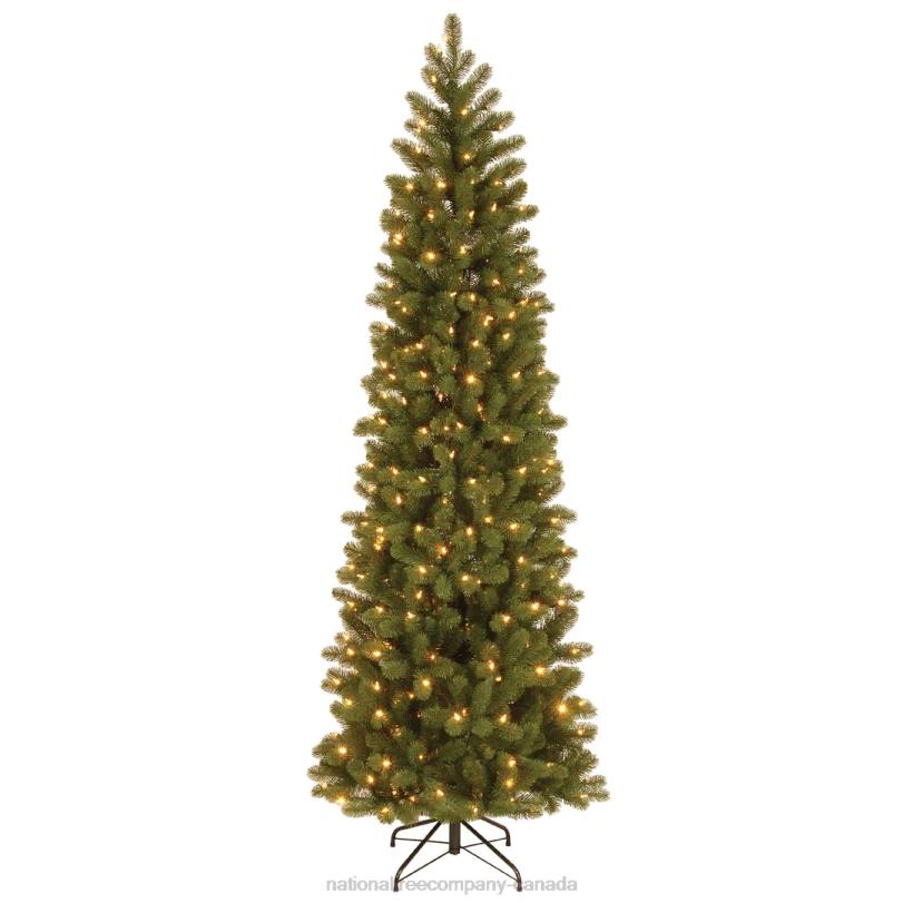 H4X01National Tree Company Pre-Lit 'Feel Real' Artificial Slim Downswept Christmas Tree, Green, Douglas Fir, Dual Color LED Lights, Includes PowerConnect and Stand, 7.5 feet