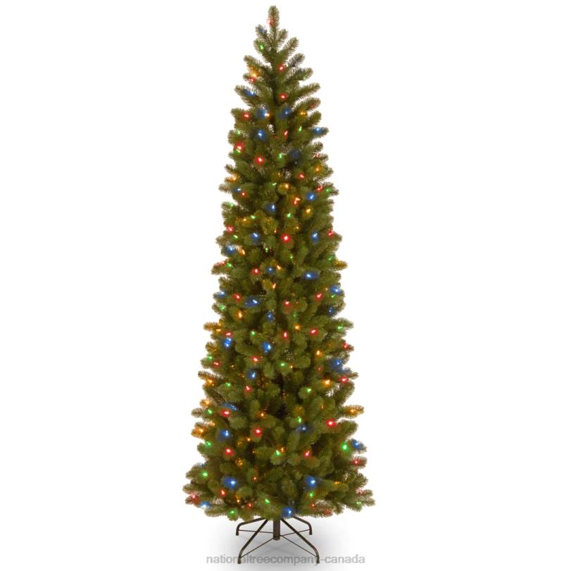 H4X01National Tree Company Pre-Lit 'Feel Real' Artificial Slim Downswept Christmas Tree, Green, Douglas Fir, Dual Color LED Lights, Includes PowerConnect and Stand, 7.5 feet