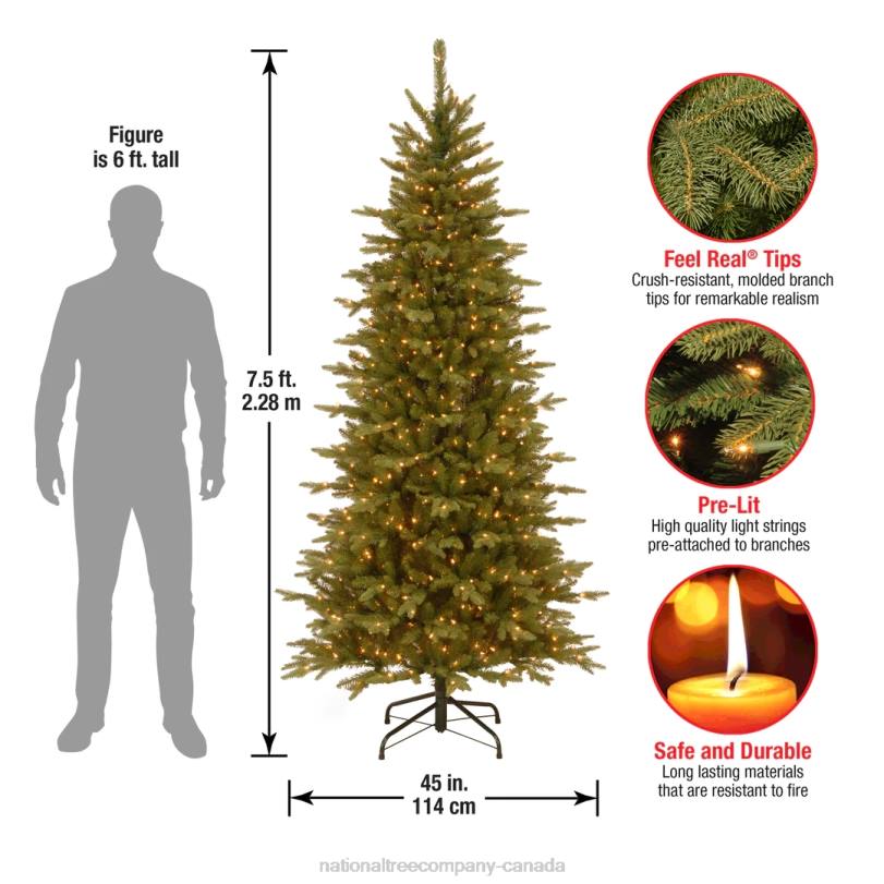 H4X024National Tree Company 7.5 ft Sierra Spruce Slim Tree with Clear Lights