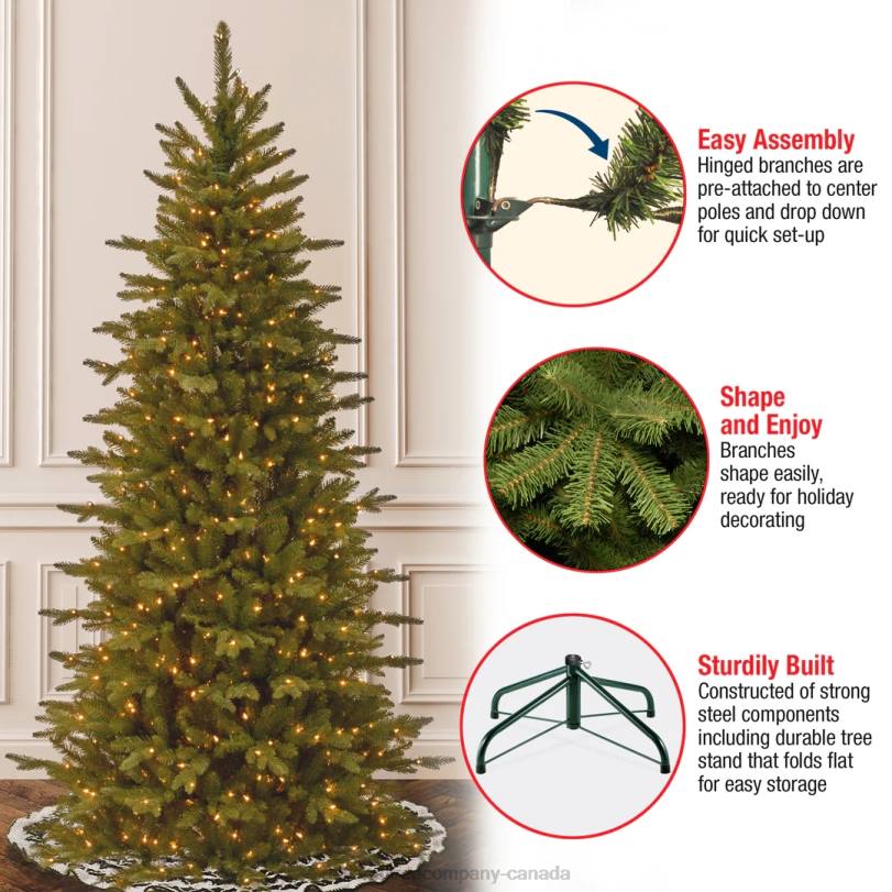 H4X024National Tree Company 7.5 ft Sierra Spruce Slim Tree with Clear Lights