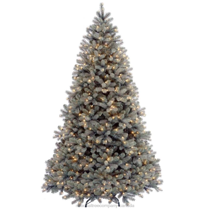 H4X031National Tree Company Pre-Lit 'Feel Real' Artificial Full Downswept Christmas Tree, Green, Douglas Blue Fir, White Lights, Includes Stand, 7 feet