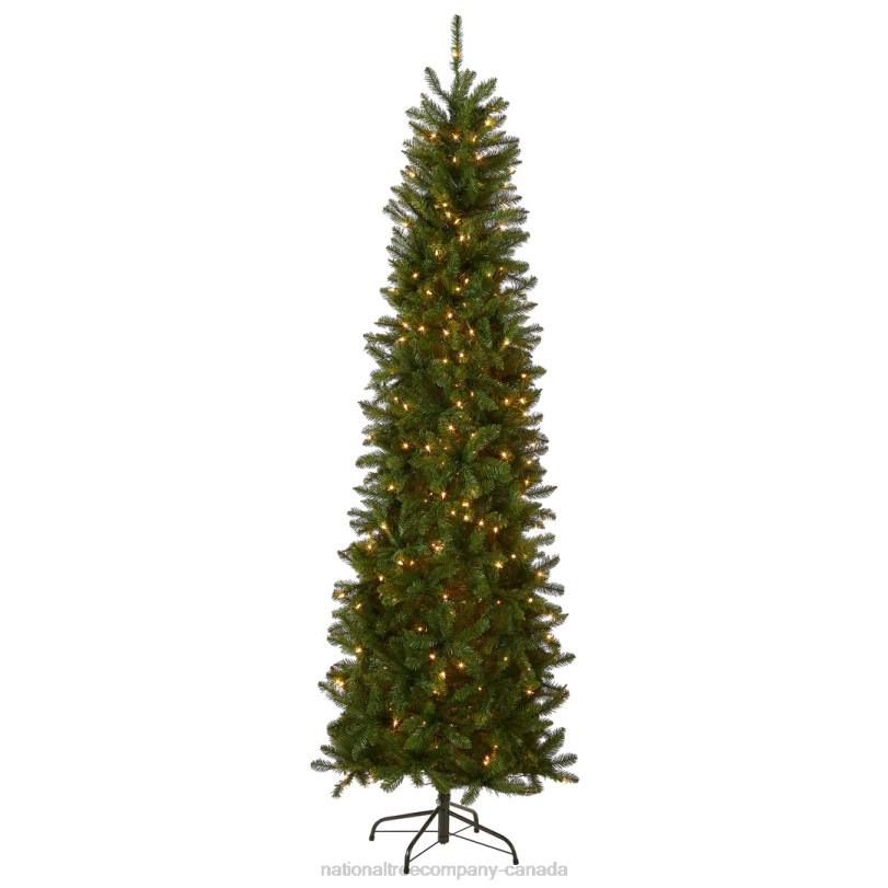 H4X035National Tree Company Artificial Pre-Lit Slim Christmas Tree, Green, Kingswood Fir, White Lights, Includes Stand, 7.5 Feet