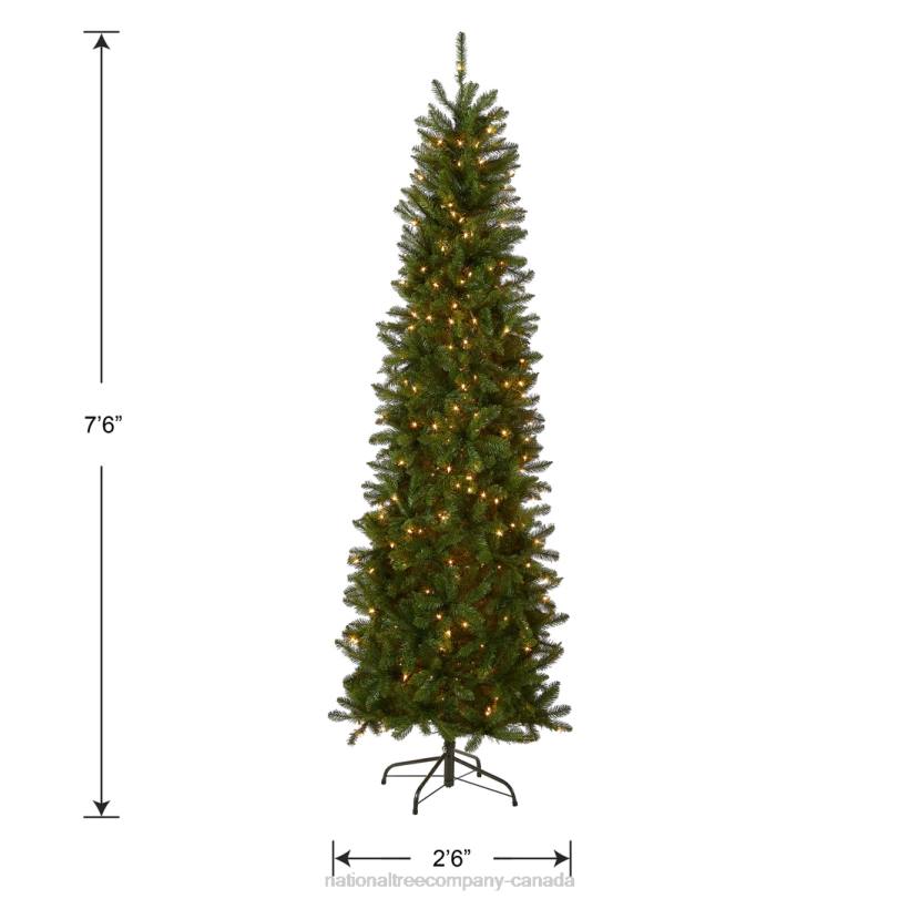 H4X035National Tree Company Artificial Pre-Lit Slim Christmas Tree, Green, Kingswood Fir, White Lights, Includes Stand, 7.5 Feet