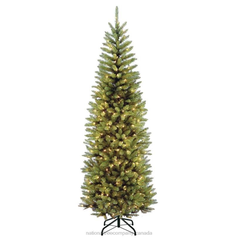 H4X035National Tree Company Artificial Pre-Lit Slim Christmas Tree, Green, Kingswood Fir, White Lights, Includes Stand, 7.5 Feet