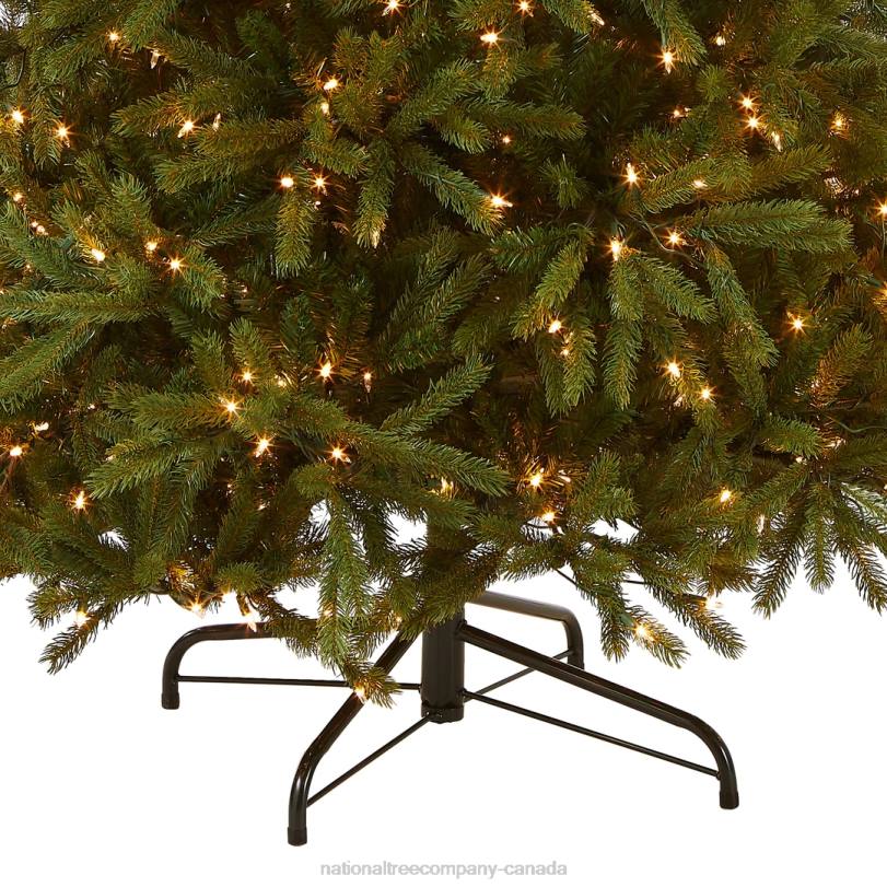 H4X03National Tree Company Pre-Lit Slim Artificial Christmas Tree, Green, Jersey Fraser Fir, 'Feel Real', White Lights, Includes Stand, 7.5 Feet